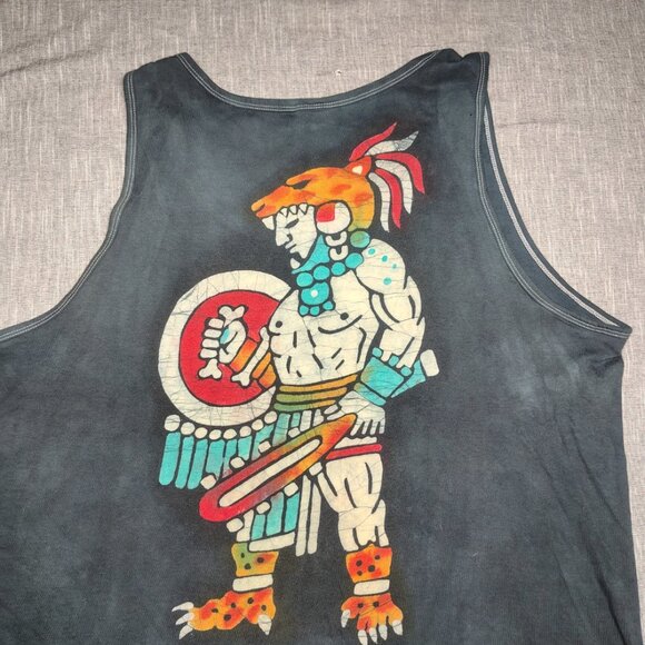 VINTAGE 90s EURO Comfort Tank Top XXL Oversized Front Back Dyed Aztec Graphic - Picture 5 of 9